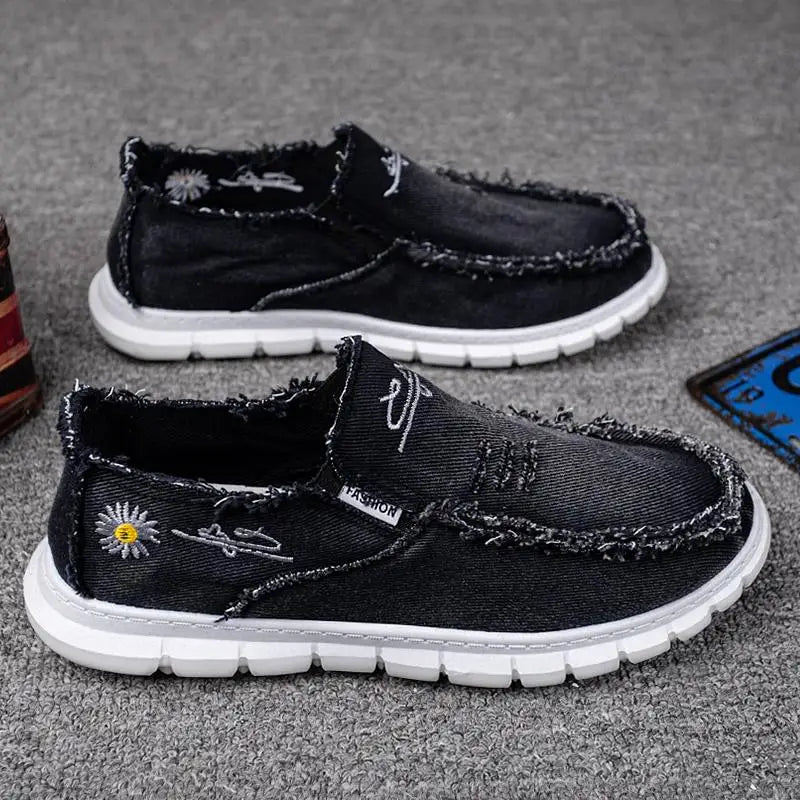Shoes Daisy Embroidery Denim Casual — Swuffy