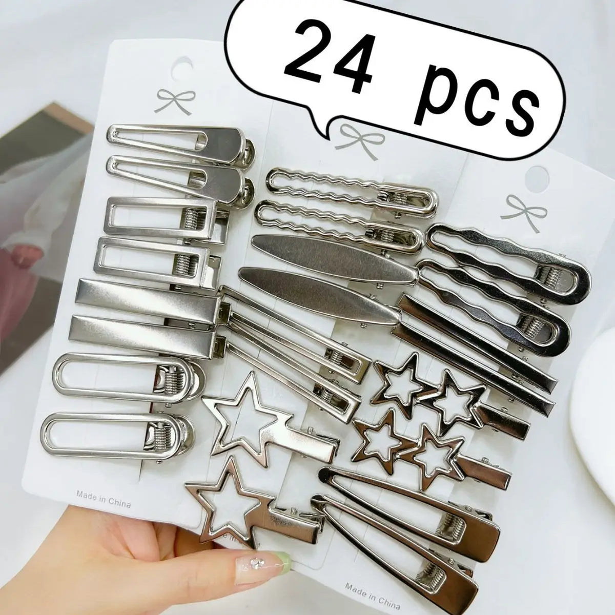 Silver Metal Hairpins Girls Star — Swuffy