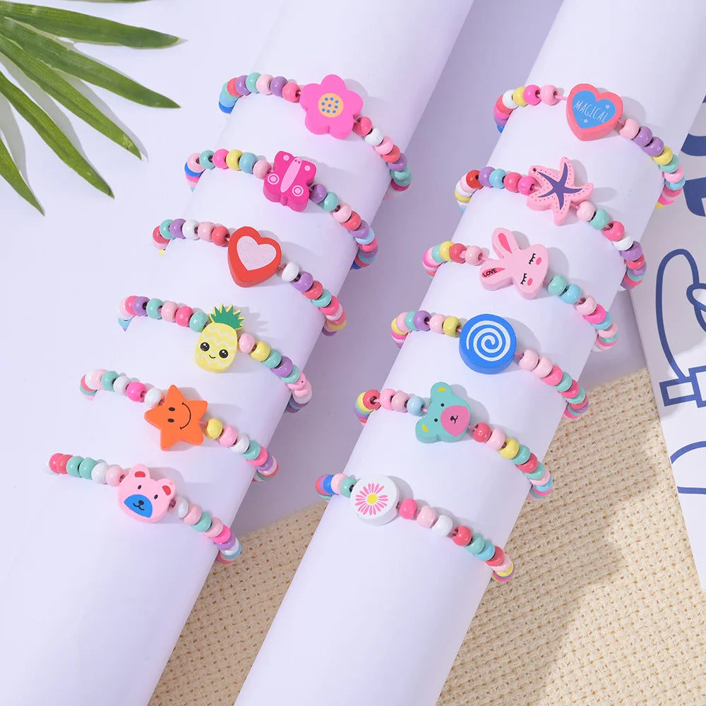 Bracelet Cartoon Children Wooden Beads — Swuffy