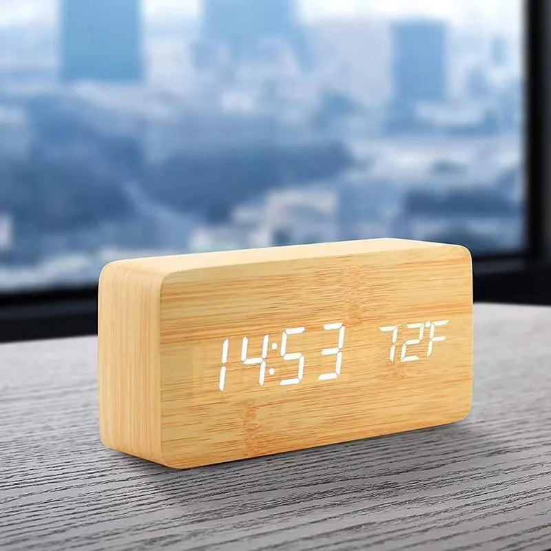 Wooden Digital Alarm Clock LED — Swuffy