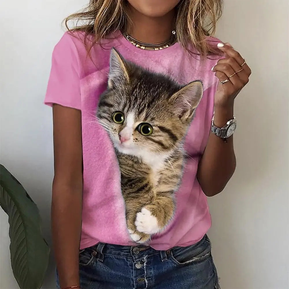 Kawaii Cat Print T-Shirt — Swuffy