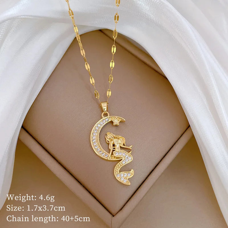 Romantic Moon Mermaid Pendant Necklaces — Swuffy