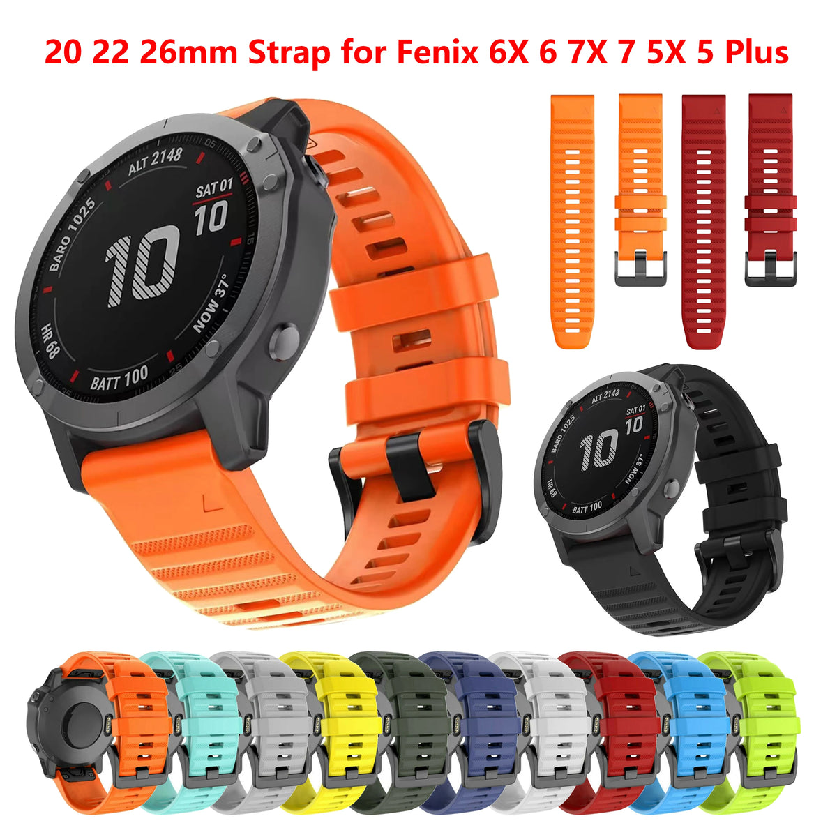 Silicone Strap Garmin Fenix Solar — Swuffy