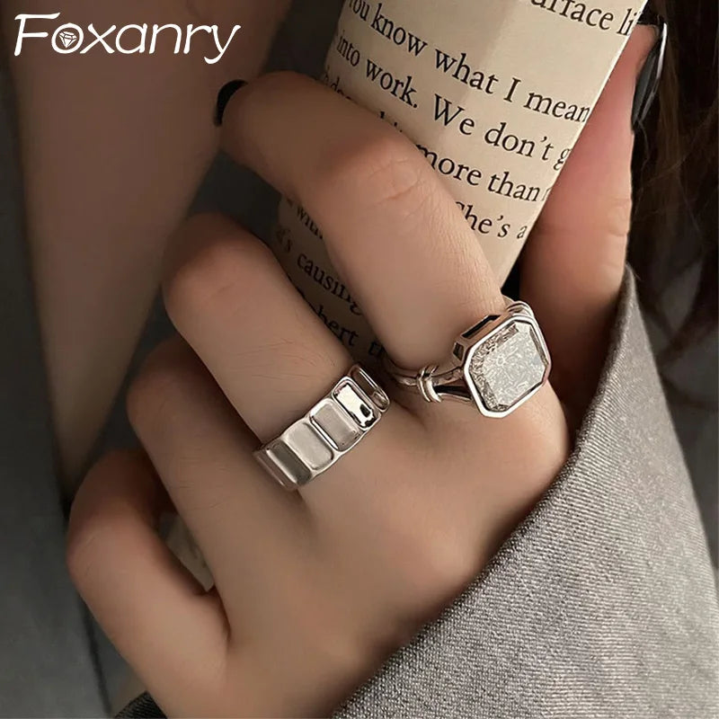 Foxanry Silver White Zircon Rings — Swuffy