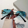 Rimless Cheetah Decor Sunglasses Gradient — Swuffy