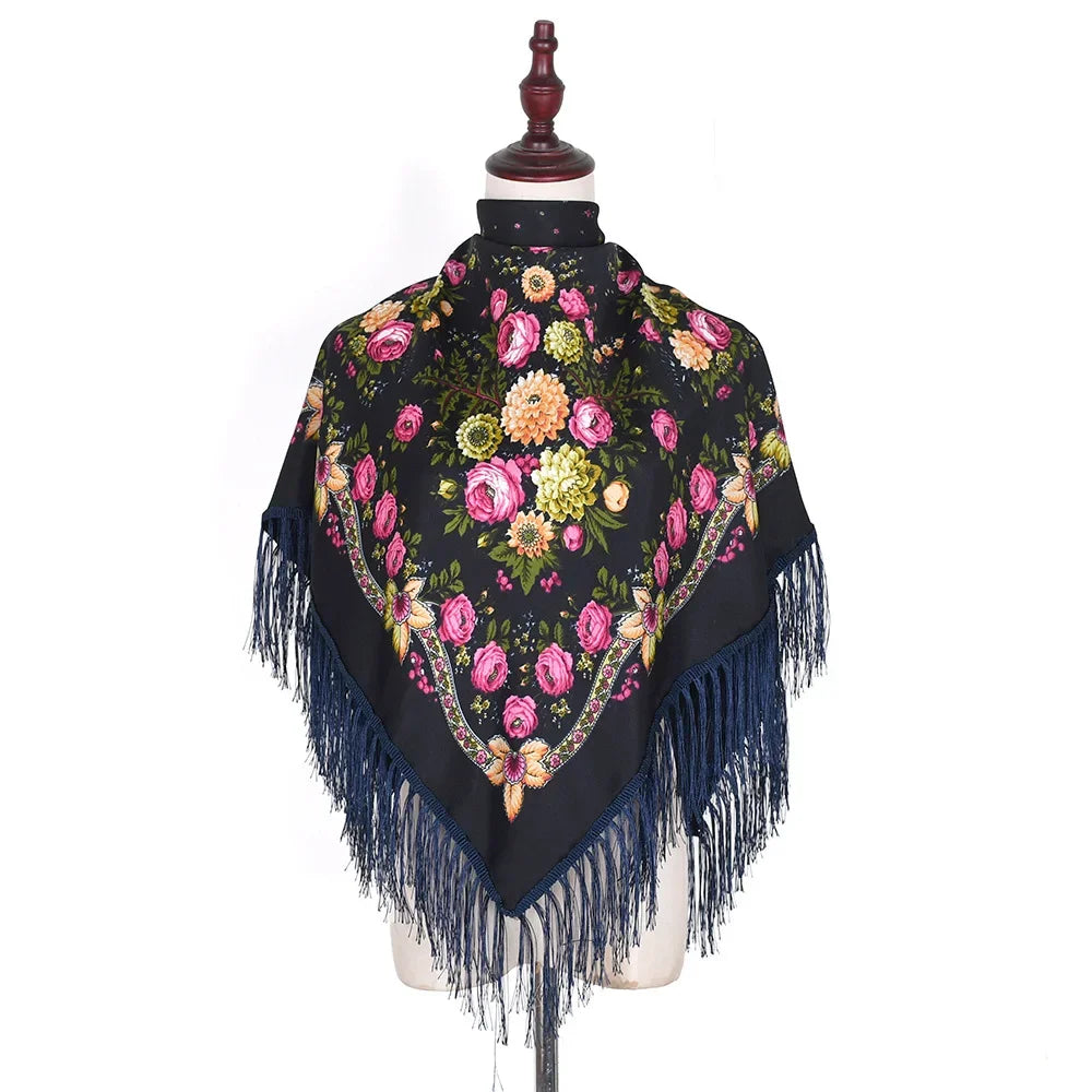 Floral Print Russian Square Scarf — Swuffy