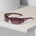 Nuvora Pattern Decoration Diamond-Encrusted Square Frame Sunglasses Retro — Nuvora