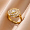 Zirconia Flower Rings Opening Stainless — Swuffy