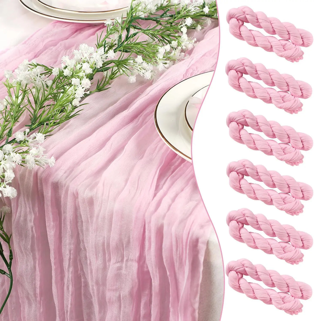 Light Pink Cheesecloth Table Runner — Swuffy