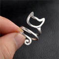 Silver Cat Shape Rings Geometric — Swuffy