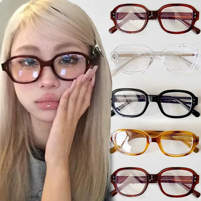 Retro Square Frame Eyeglass Red — Swuffy