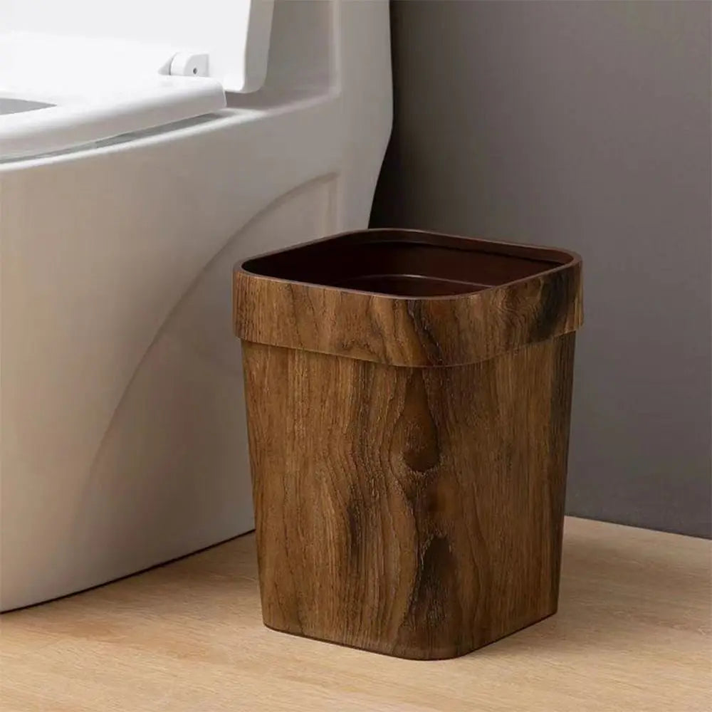 Square Wood Grain Trash Can — Swuffy