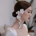 Handmade White Flower Bridal Earrings — Swuffy