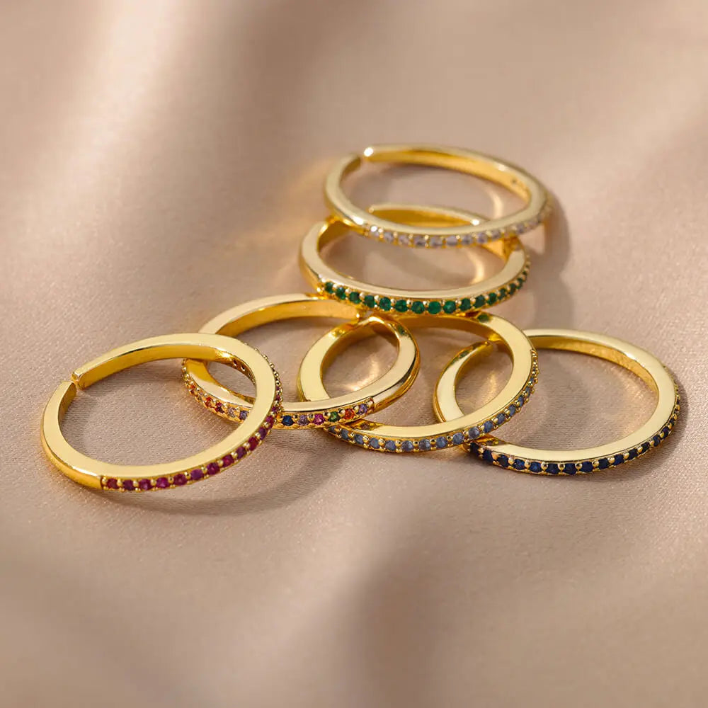 Zircon Green Rings Stainless Steel — Swuffy