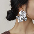 Metal Irregular Pleated Stud Earrings — Swuffy