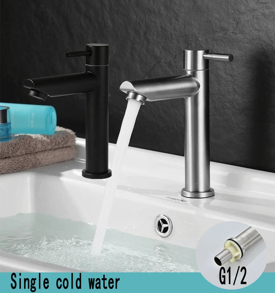 Stainless Steel Washbasin Faucet Single — Swuffy