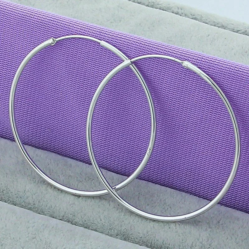 Nuvora Round Circle 50 60Mm Hoop Earrings Silver — Nuvora