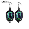 Green Moon Cat Dangle Earring — Swuffy