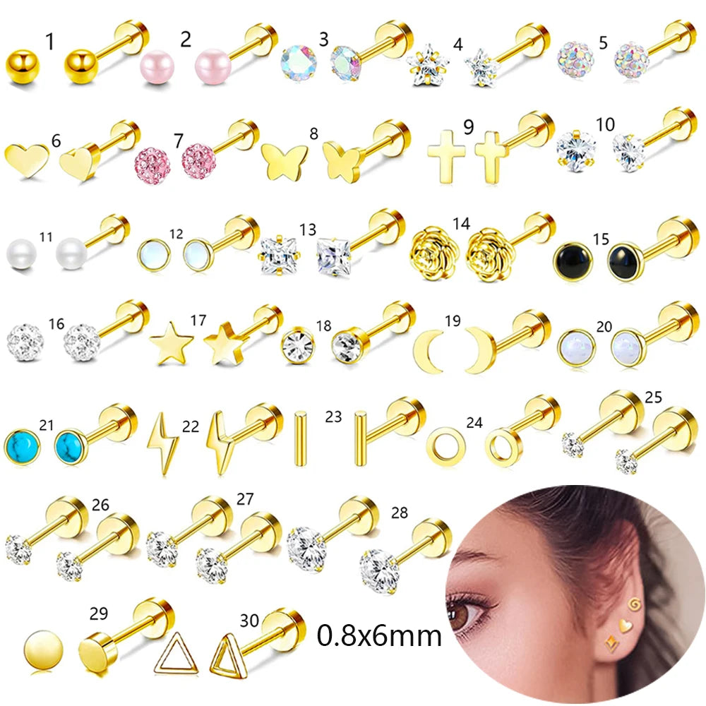 Stainless Steel Golden Cartilage Earrings — Swuffy