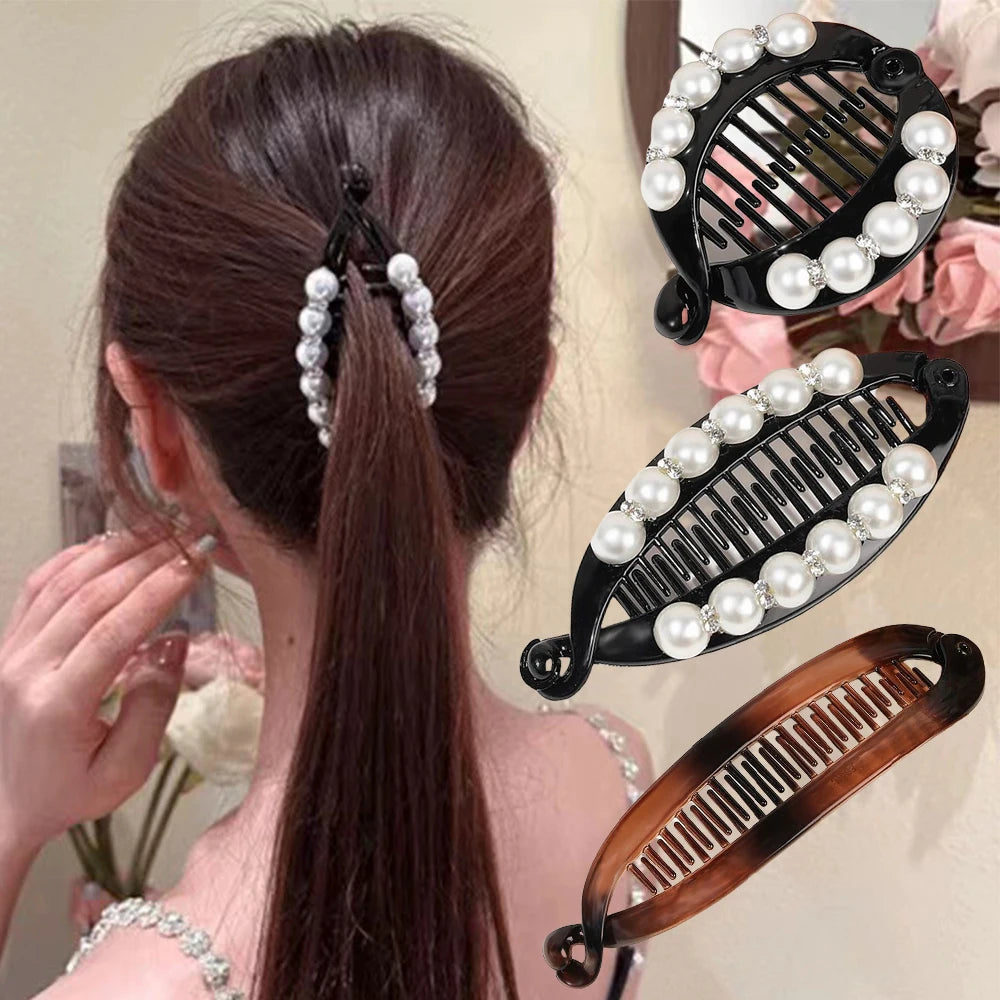 Hair Claw Clip Pearl Rhinestone — Swuffy