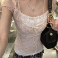 Coquette Lace Milkmaid Top Tees — Swuffy