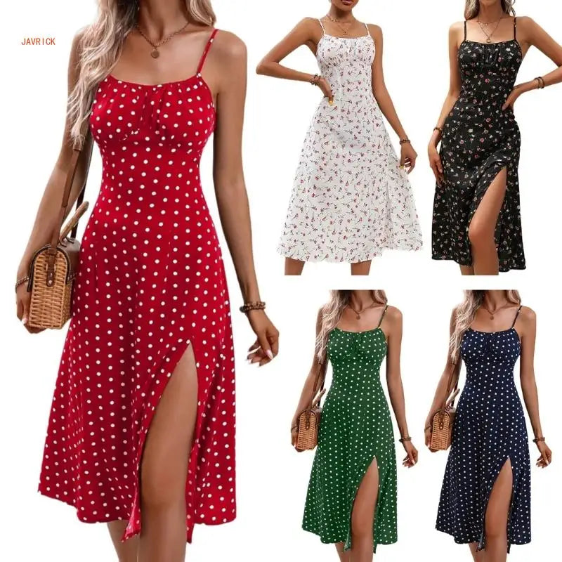 Elegant Print Dress Side Slit — Swuffy