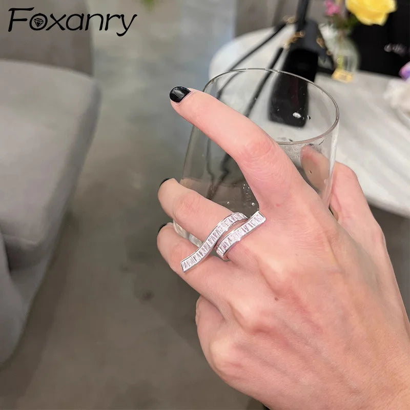 Foxanry Sparkling Zircon Open Rings — Swuffy