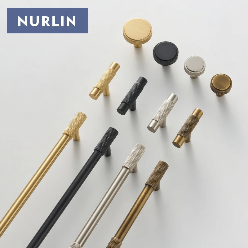 Nuvora Nurlin Solid Brass Knurled Cabinet Knobs Wardrobe — Nuvora