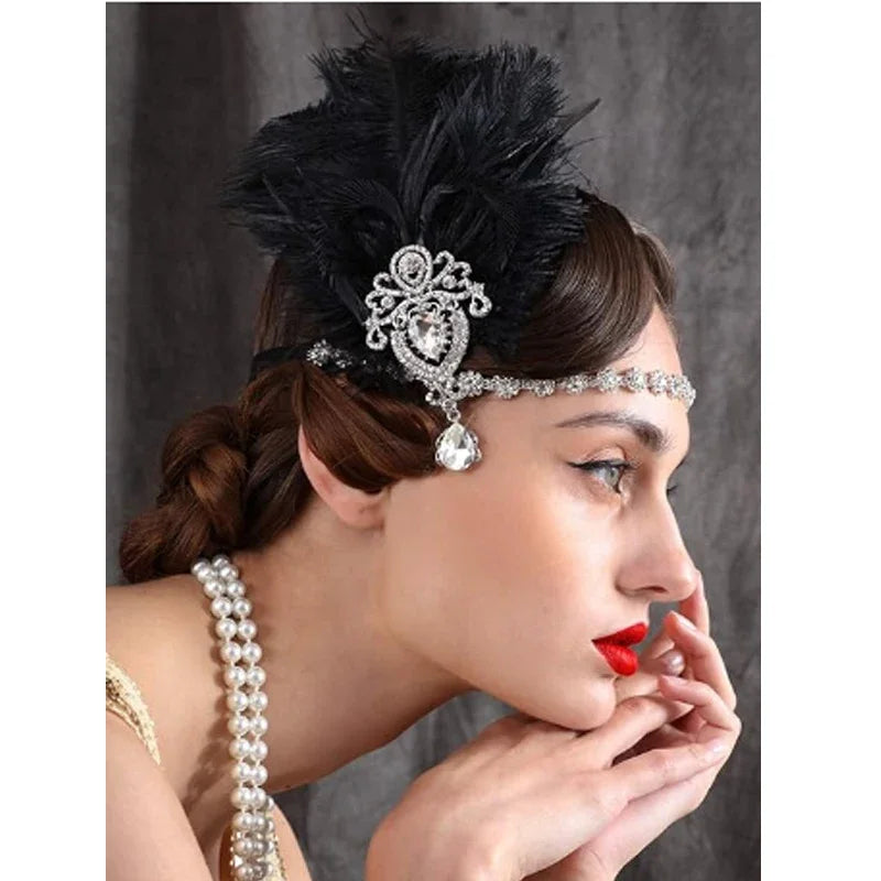 Feather Headpiece Black Ostrich Feather — Swuffy