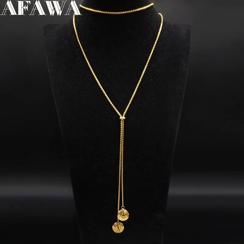 Stainless Steel Long Necklaces Gold — Swuffy