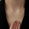 Retro Square Green Zircon Pendant — Swuffy