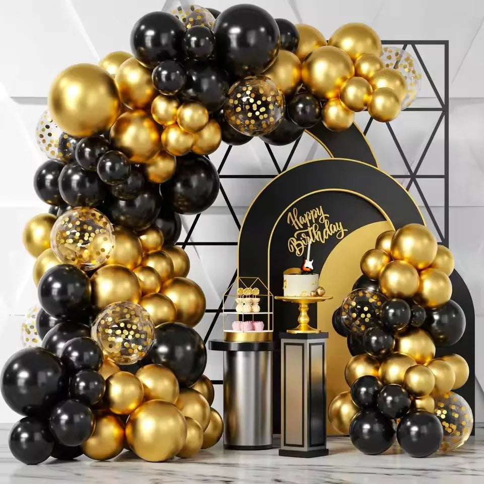Black Gold Balloon Latex Graduation — Swuffy