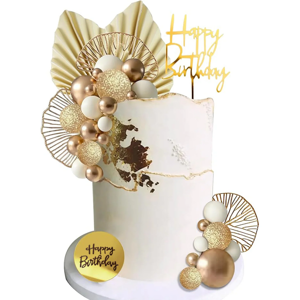 White Gold Balls Cake Toppers — Swuffy