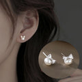 Korean Bowknot Earrings Imitation Pearl — Swuffy