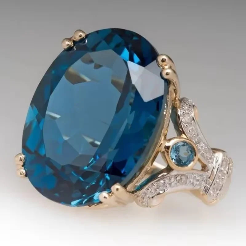 Exquisite Oval Inlaid Blue Rings — Swuffy