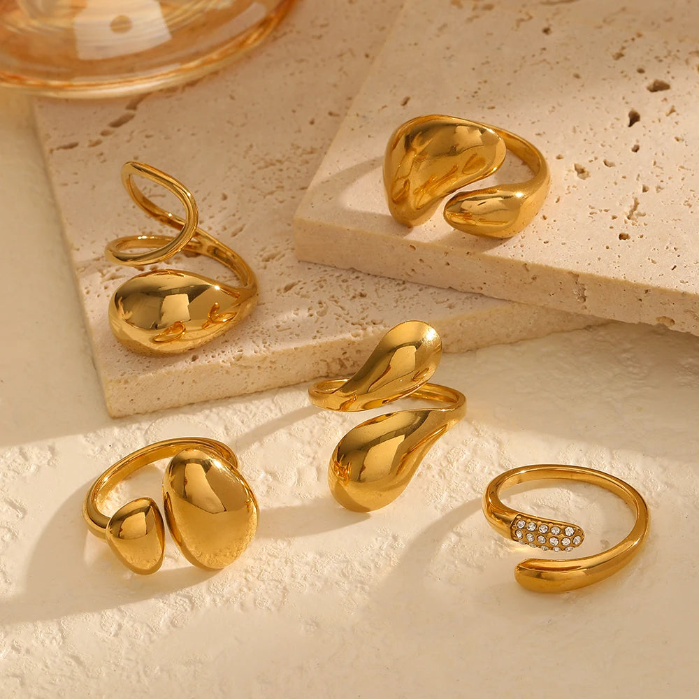 Gold Glossy Geometric Opening Rings — Swuffy