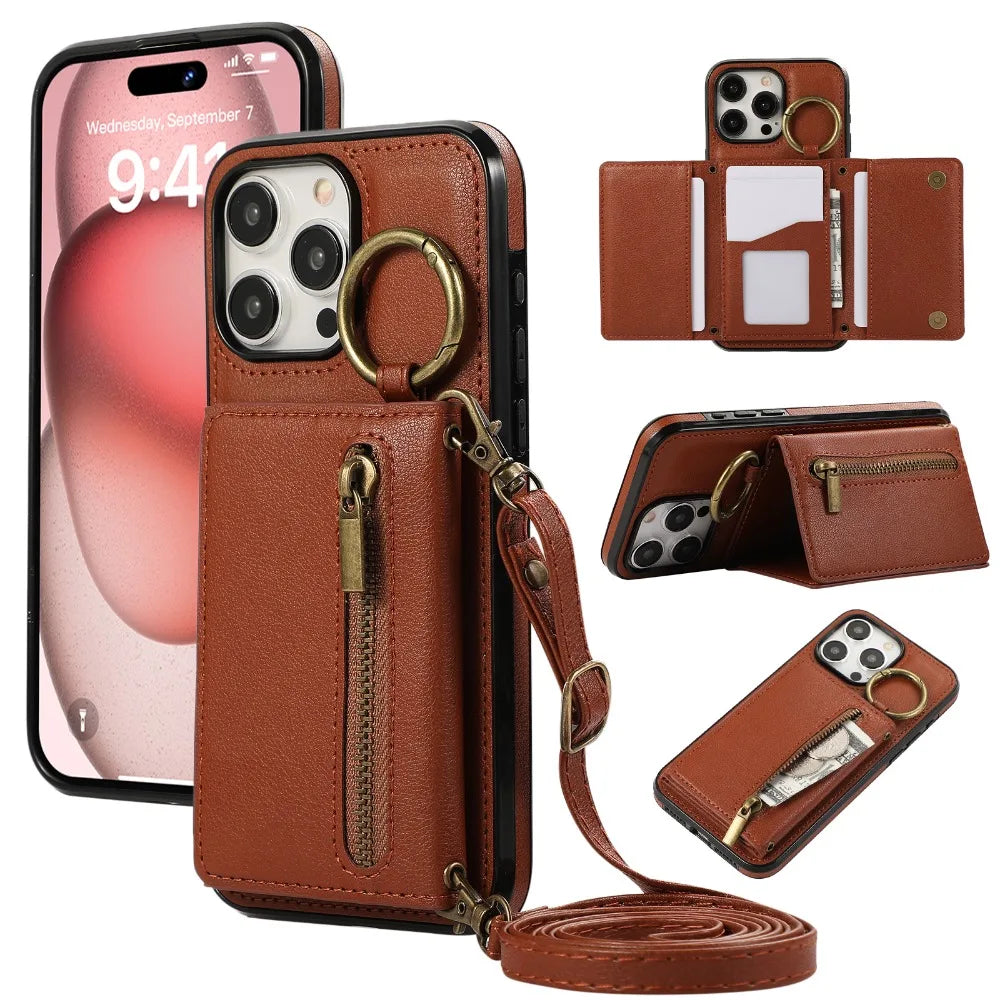 Crossbody Zipper Wallet Ring Phone — Swuffy