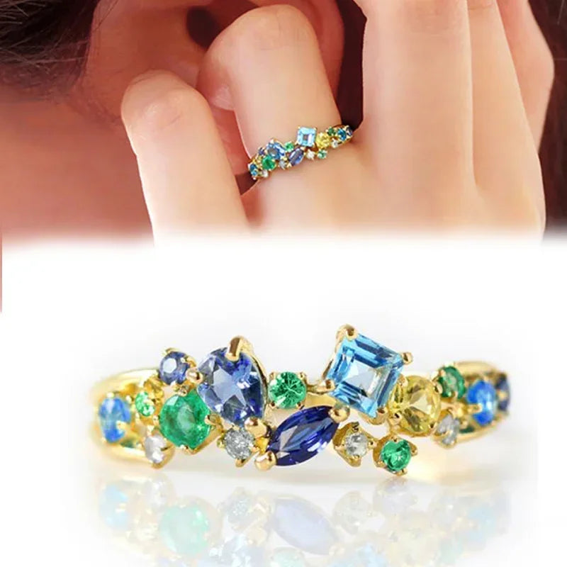 Trendy Female Rings Blue Green — Swuffy