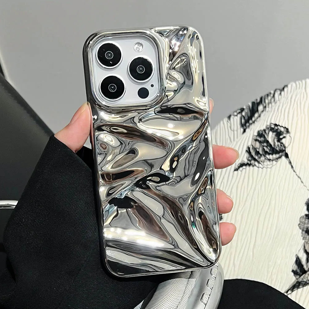 Electroplate Silvery Wrinkle Phone Case — Swuffy
