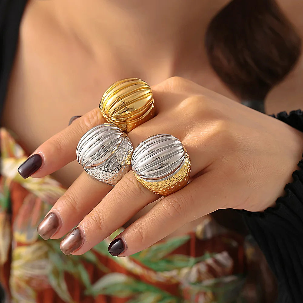 Exaggerate Texture Stainless Steel Rings — Swuffy