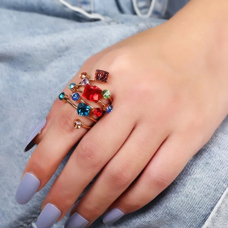Personality Geometric Square Emerald Rings — Swuffy