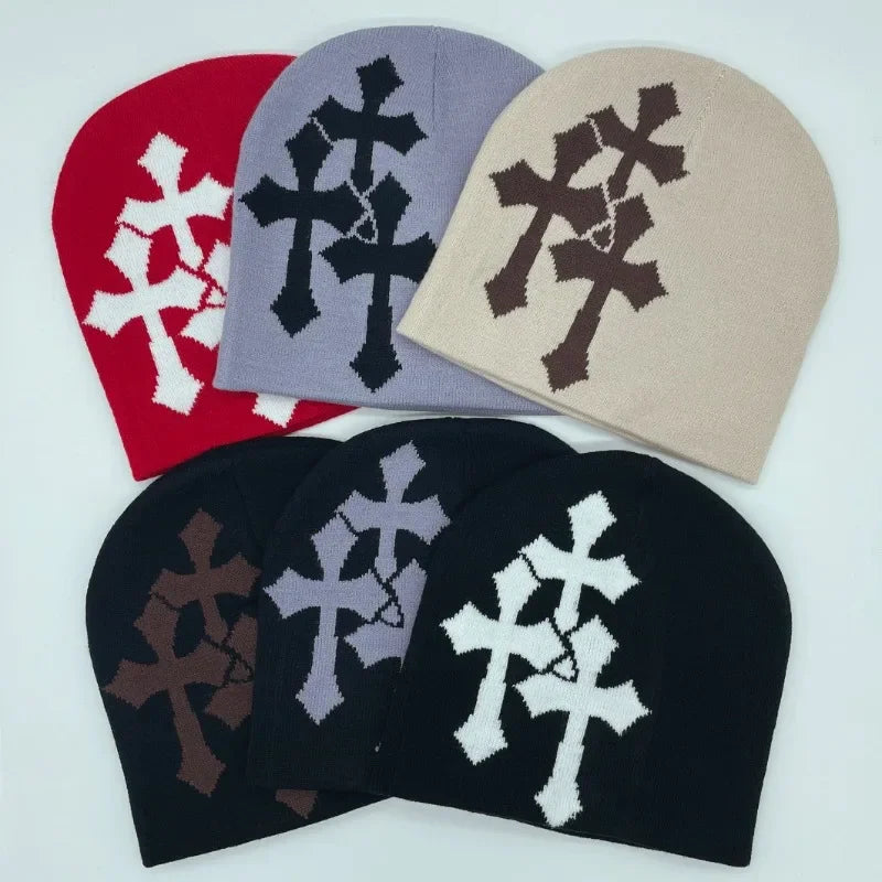 Crucifix Jacquard Knitted Hat European — Swuffy