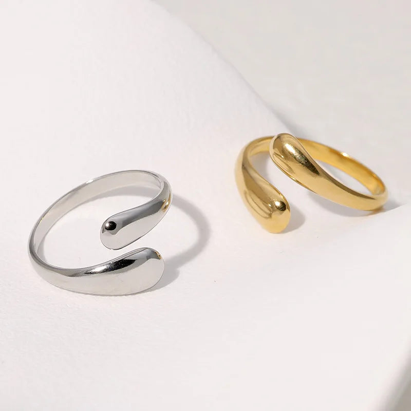 Retro Water Drop Ring Stainless — Swuffy