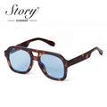 Vintage Tortoiseshell Blue Square Sunglasses — Swuffy