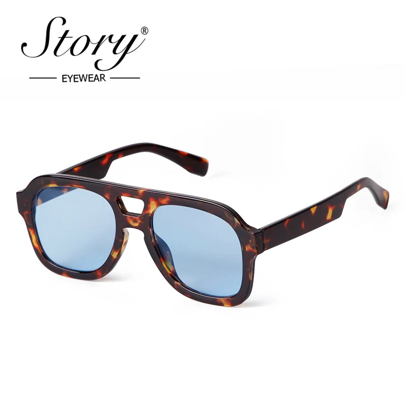 Vintage Tortoiseshell Blue Square Sunglasses — Swuffy