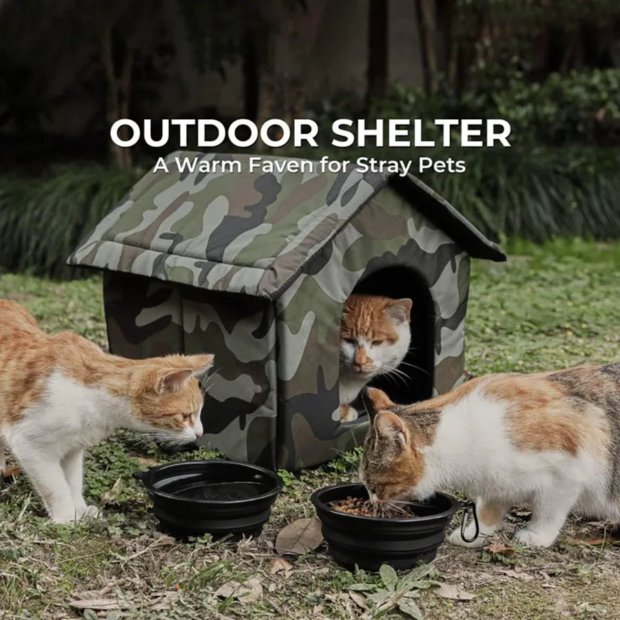 Collapsible Outdoor Cat House Pet — Swuffy