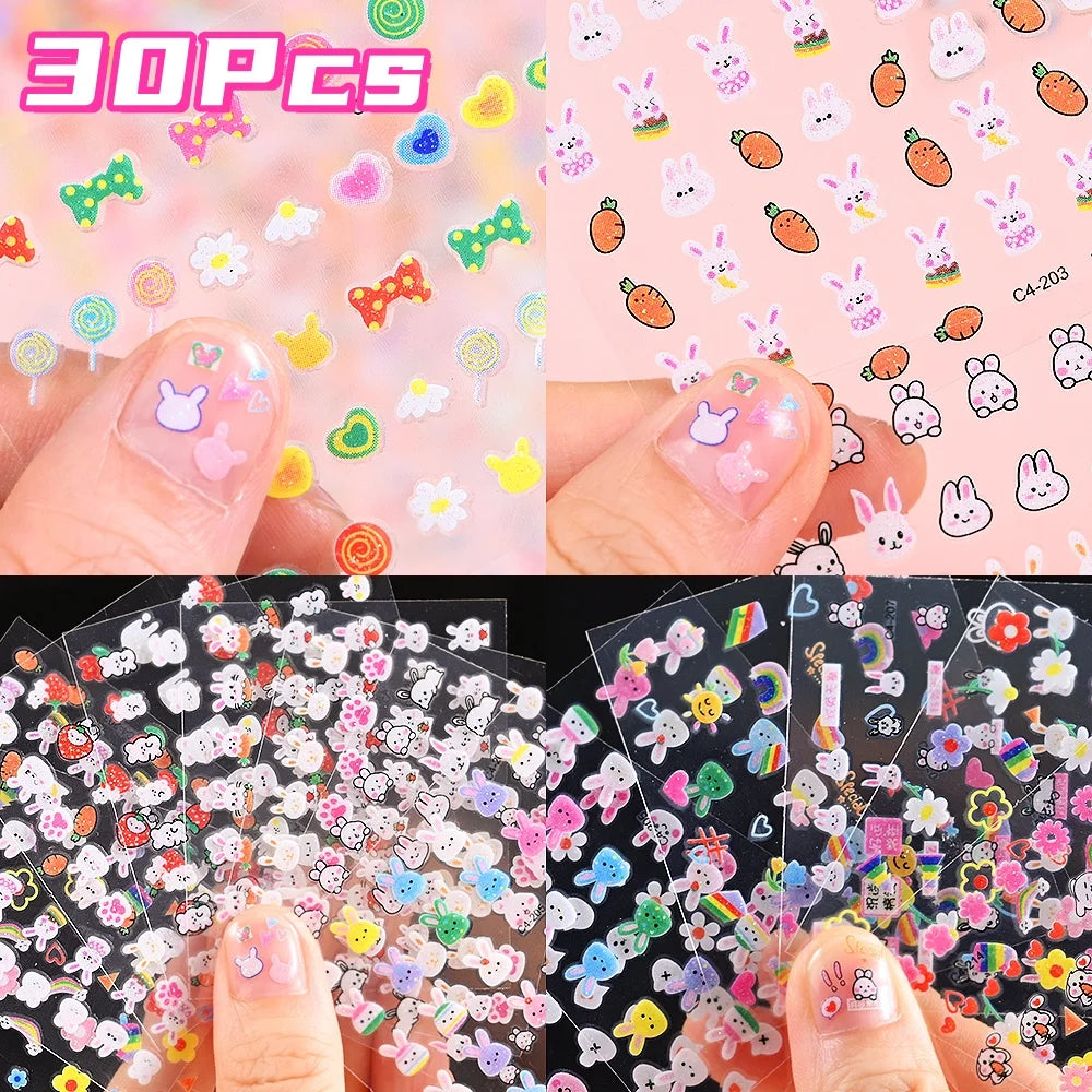 Kawaii Glitter Nail Stickers Rainbow — Swuffy