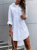 Solid Button Front Shirt Dress — Swuffy