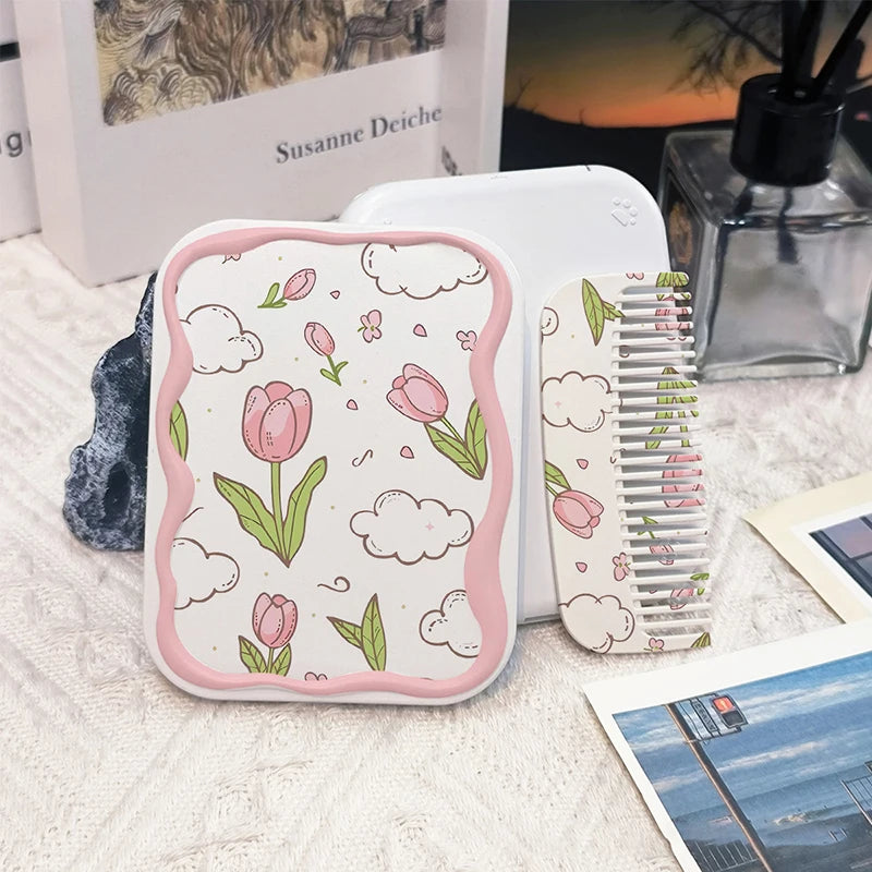 Flowers Flip Top Folding Makeup — Swuffy