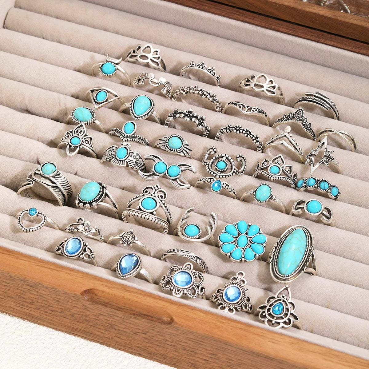 Turquoise Bohemia Vintage Rings Mix — Swuffy